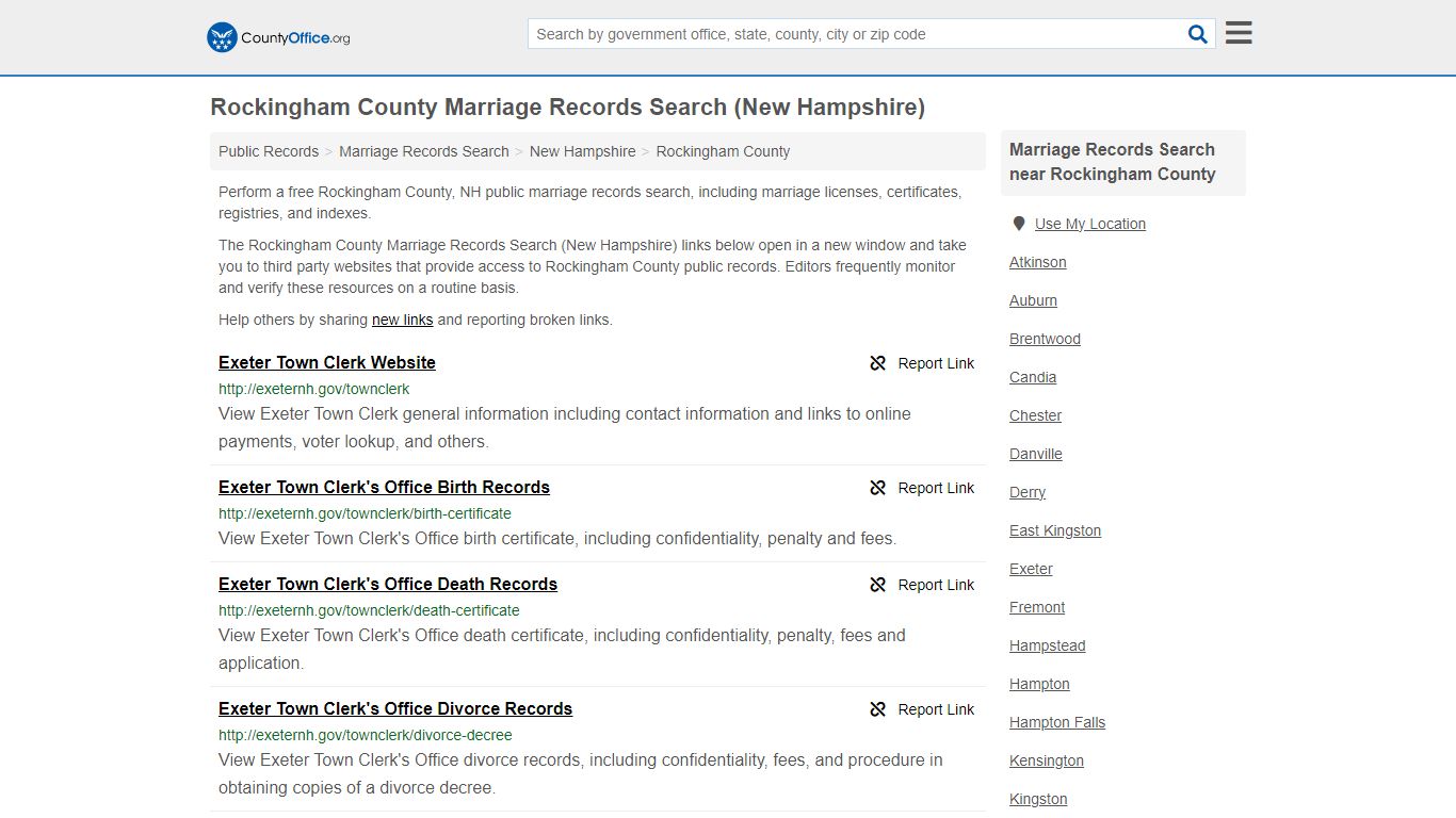 Rockingham County Marriage Records Search (New Hampshire) - County Office