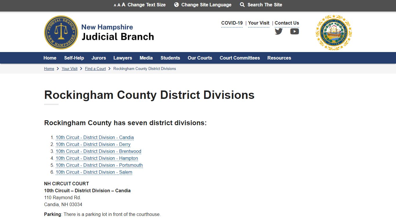 Rockingham County District Divisions | New Hampshire Judicial Branch