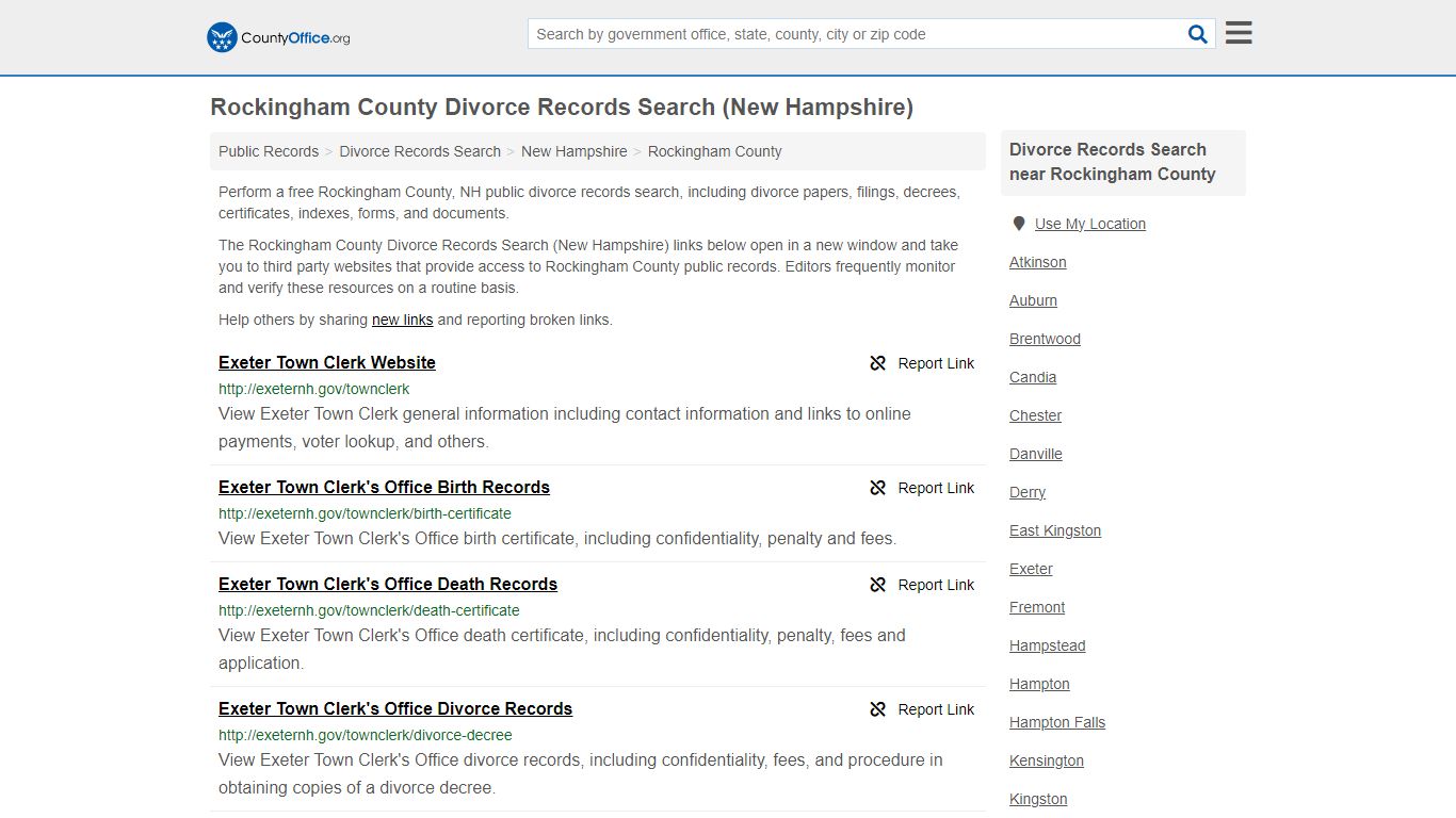 Rockingham County Divorce Records Search (New Hampshire) - County Office